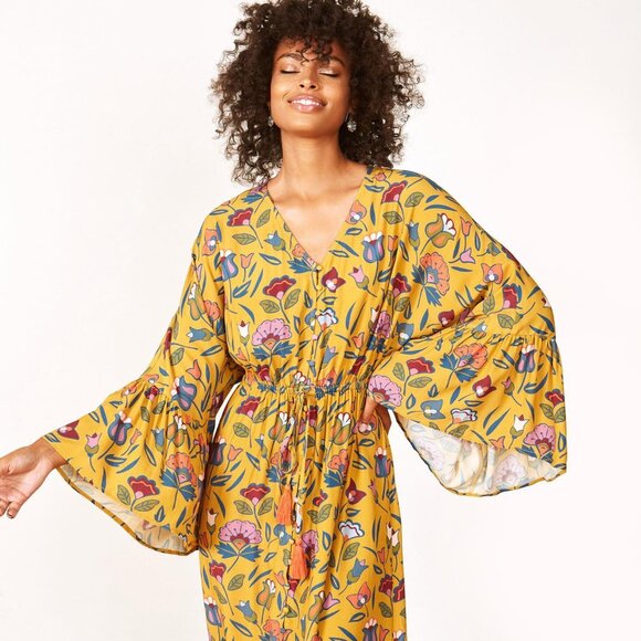 B.YELLOWTAIL Floral Wing Sleeve Dress (L) - Picture 2 of 6